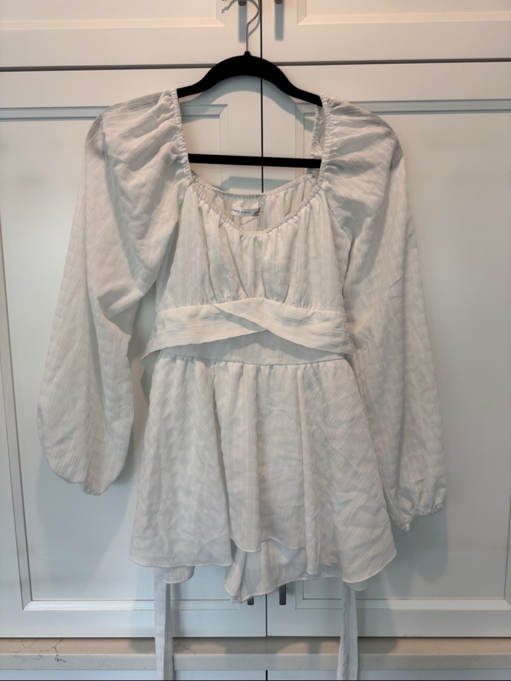 Altar'd State White Long Sleeve Mini Romper